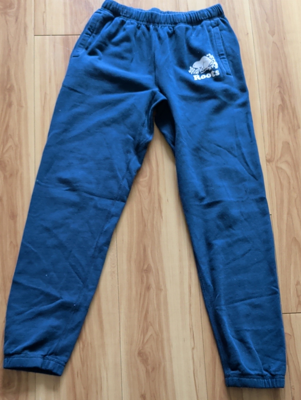 Roots Navy Blue Men's Sweat Joggers with White Logo